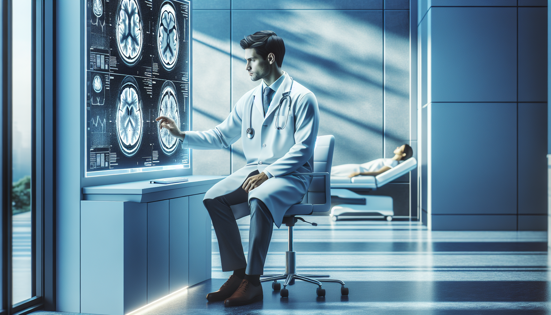 Neurologist reviewing brain scans to distinguish between panic attack and seizure symptoms